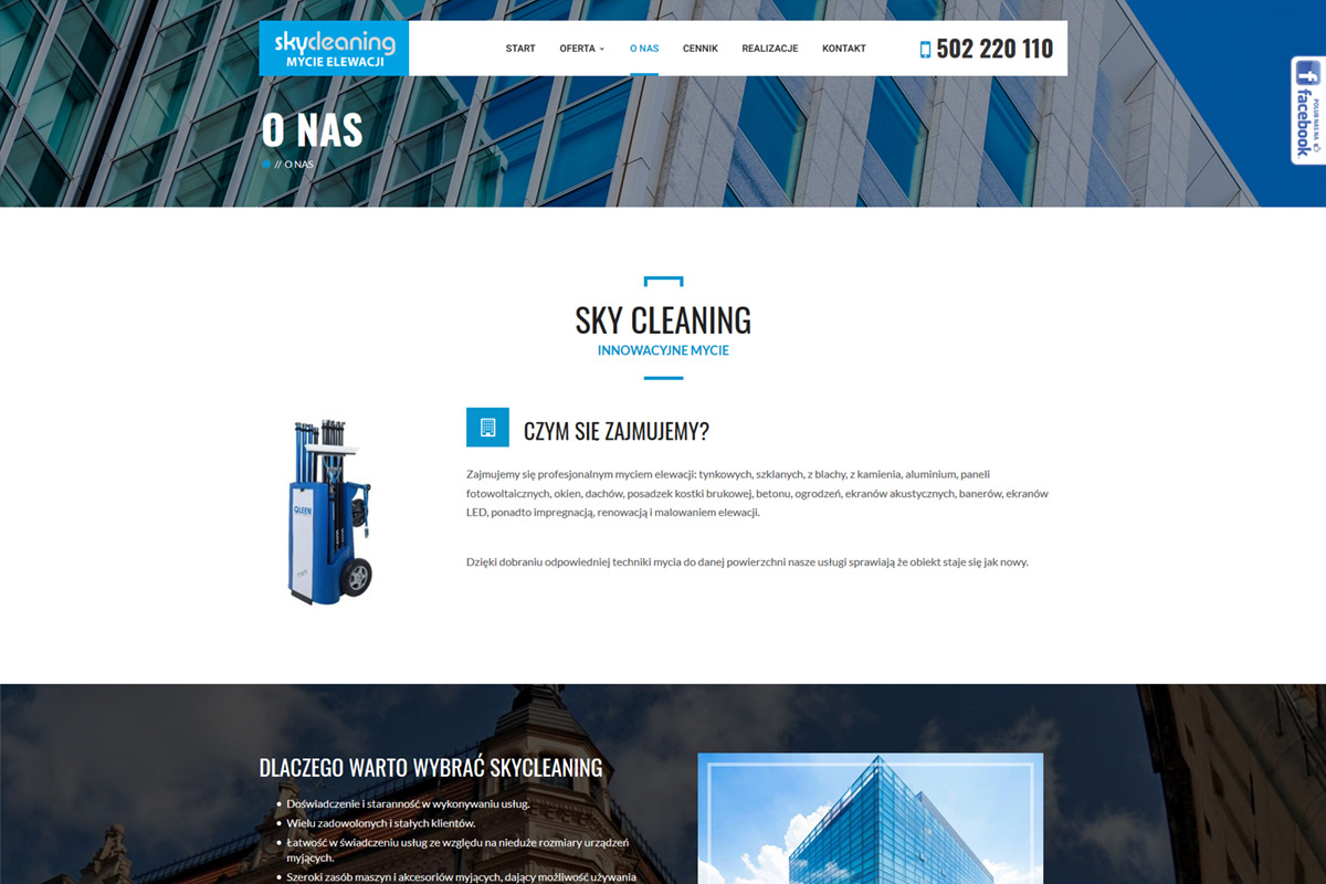 SkyCleaning - Mycie elewacji budynków, powierzchni szklanych, paneli fotowoltaicznych, dachów, żaluzji i rolet.